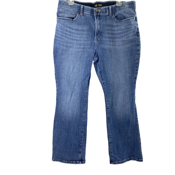 Lee Flex Motion Jeans Womens Size 16 Petite Mid Rise Medium Wash Denim Bootcut - Picture 1 of 12